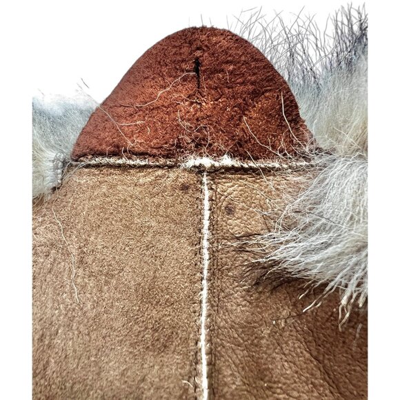 Fox Fur Collar Leather Backing Buttonholes Vintage - Picture 12 of 12